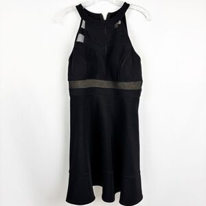 Honey And Rosie Fit & Flare Dress Size Large Blk Sleeveless Mesh Panel